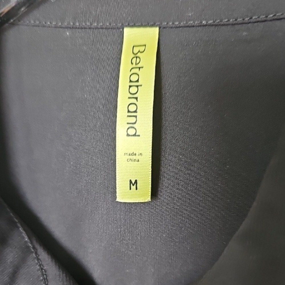 Betabrand Convertible Black Button Down Long Sleeve Collared Work Blouse Medium - Picture 5 of 10